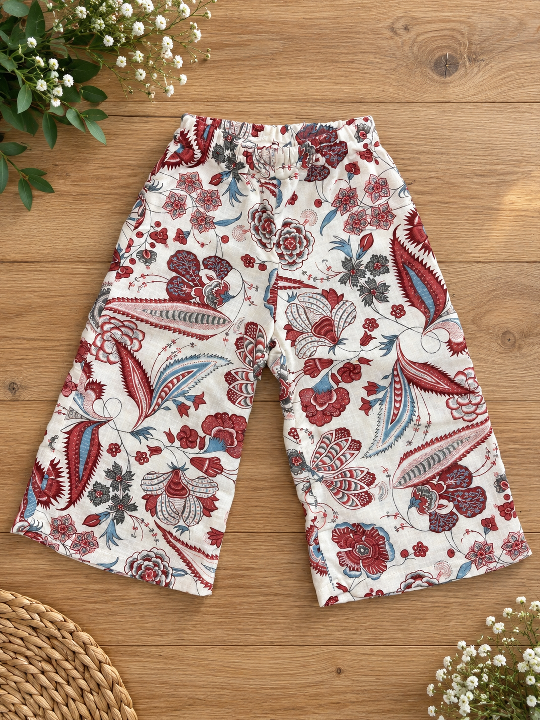 Vintage Floral Wide-Leg Pants | 3T