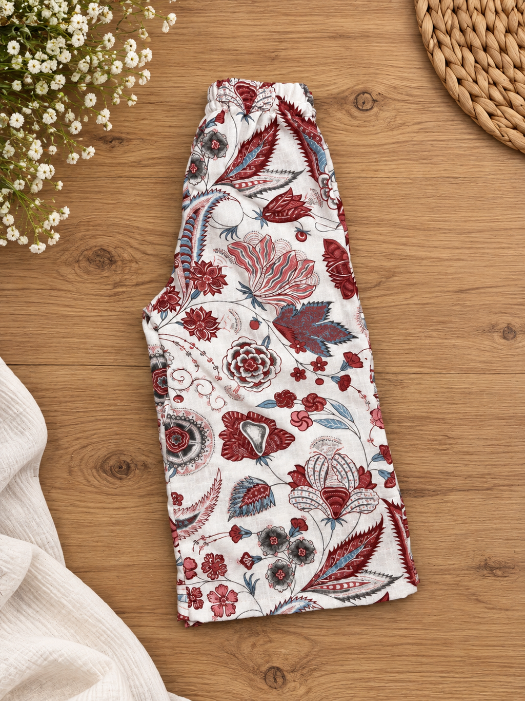 Vintage Floral Wide-Leg Pants | 3T
