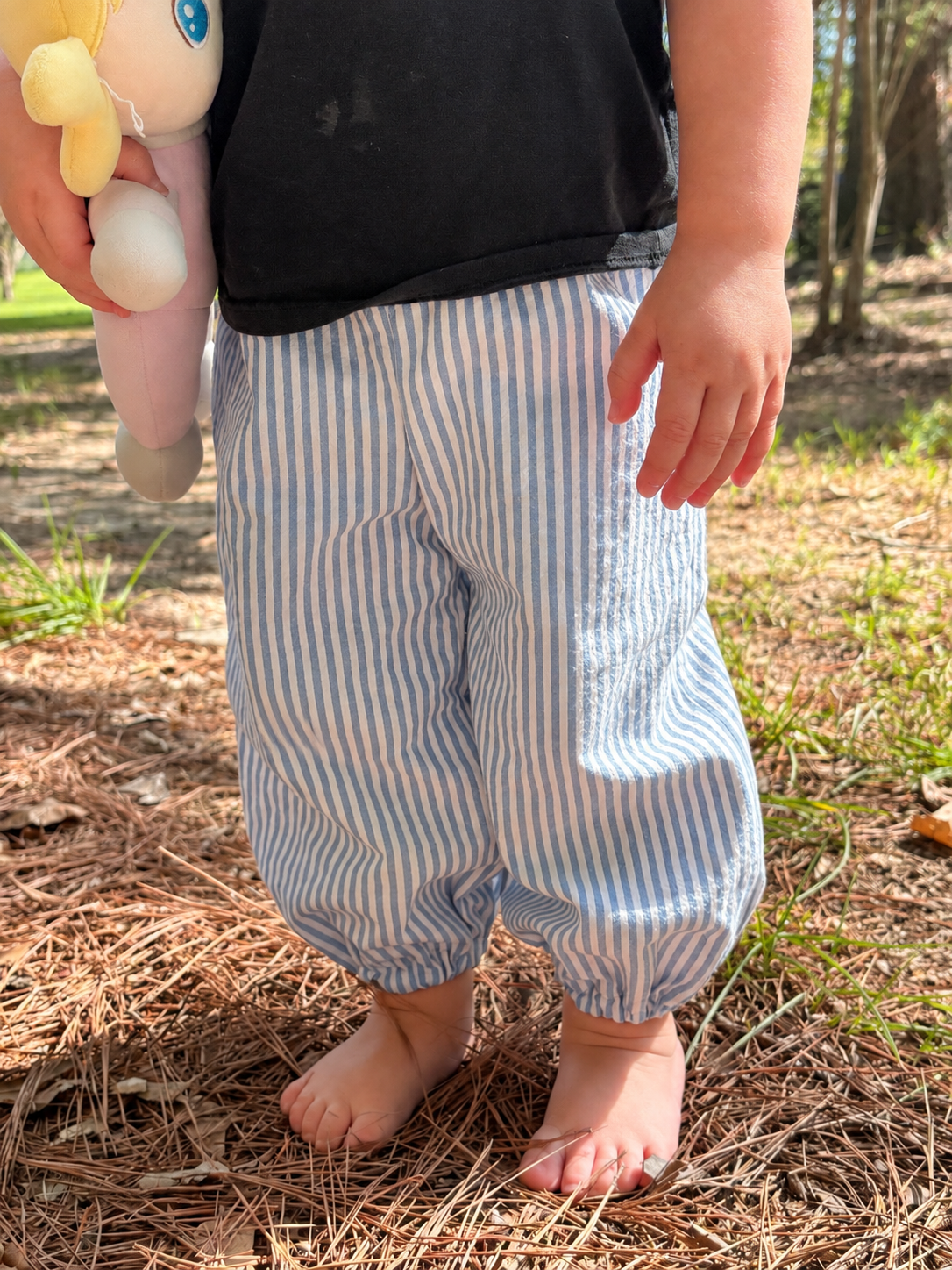 Blue Stripe Balloon Pants | 2T